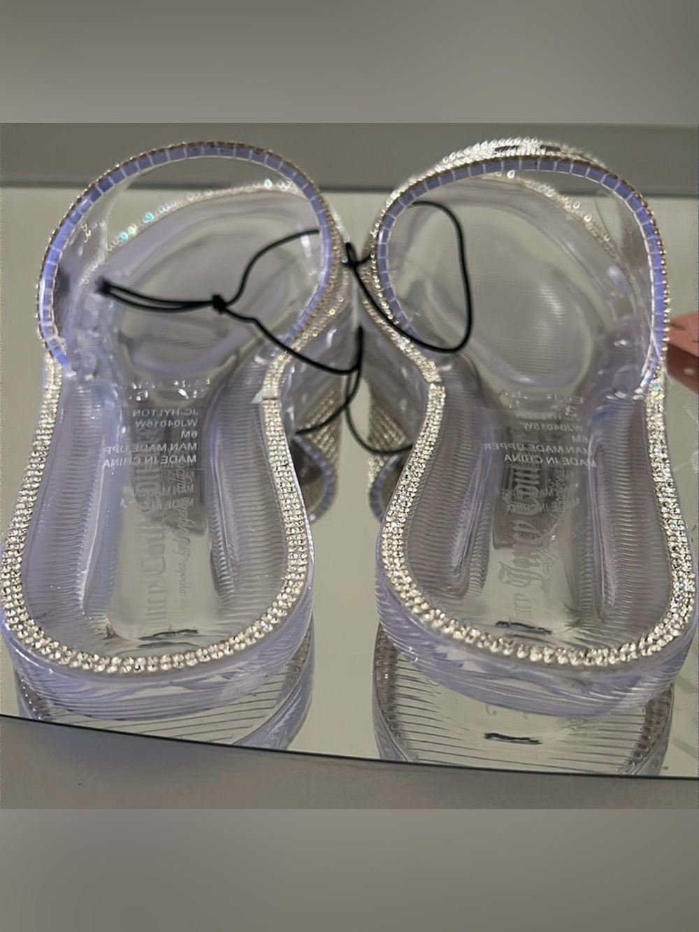 🆕 JUICY COUTURE Hylton Rhinestone Logo Slides Clear Jelly Sandals Size 6 NWT - Picture 12 of 16